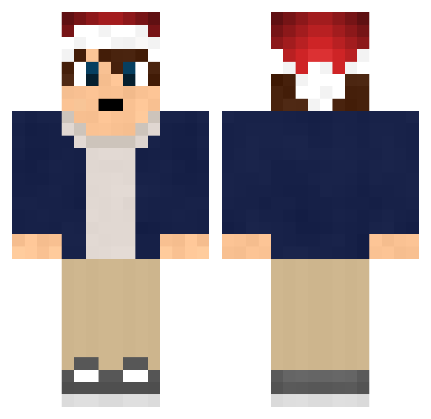 Bajan Minecraft skin, front and back view