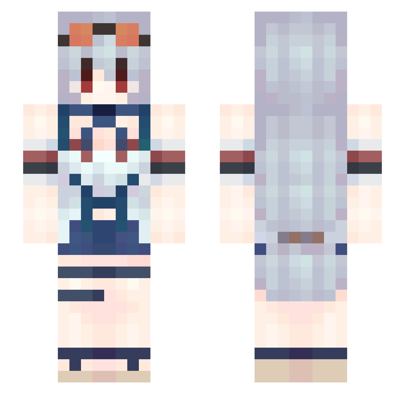 Ishar_Mia Minecraft skin, front and back view