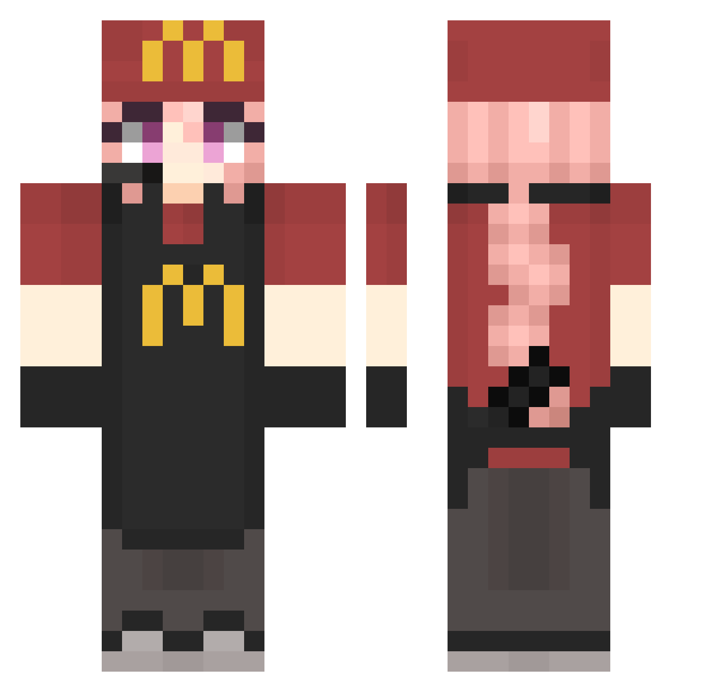 FemboyKian Minecraft skin, front and back view