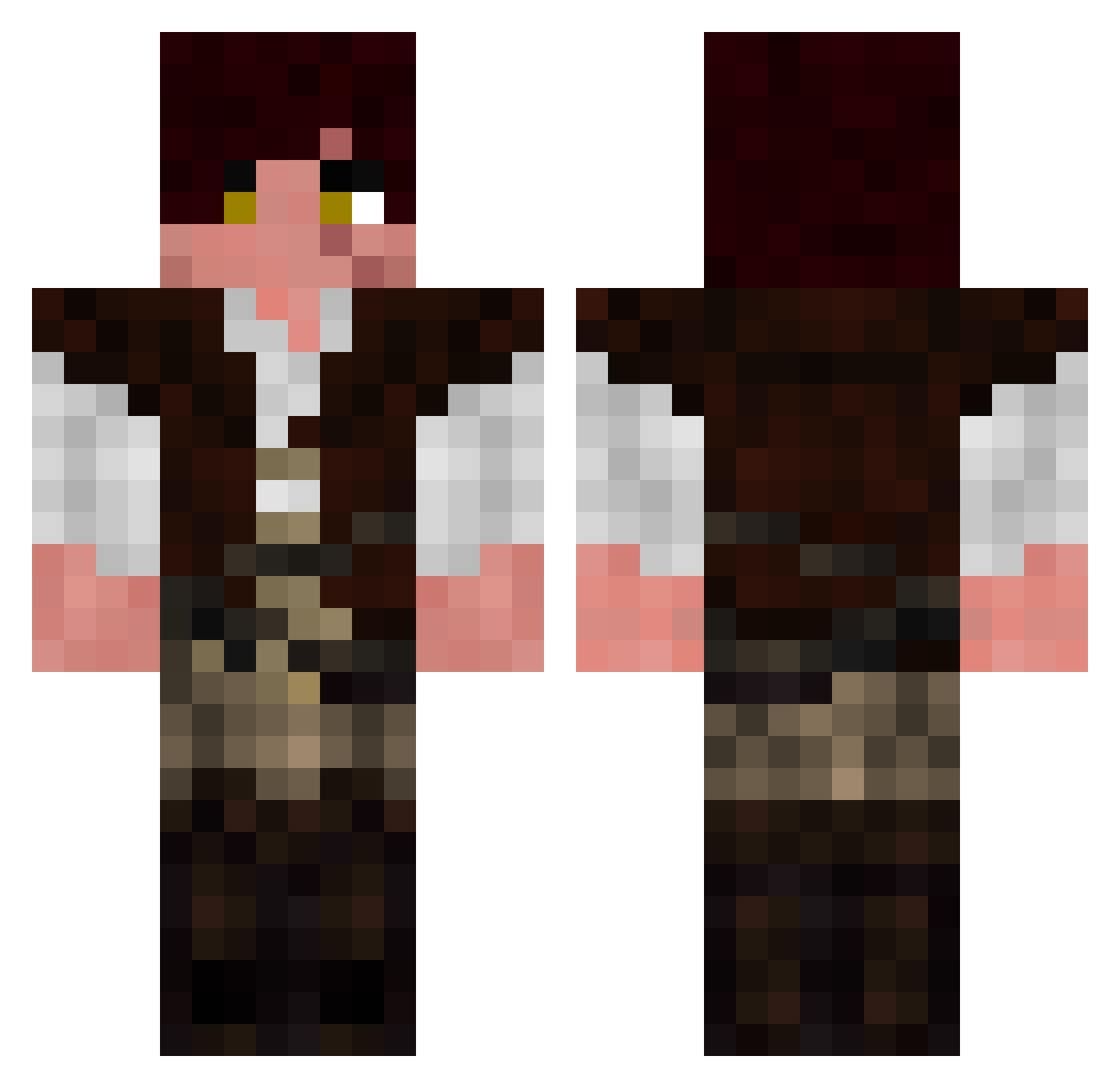 Retributed Minecraft skin, front and back view