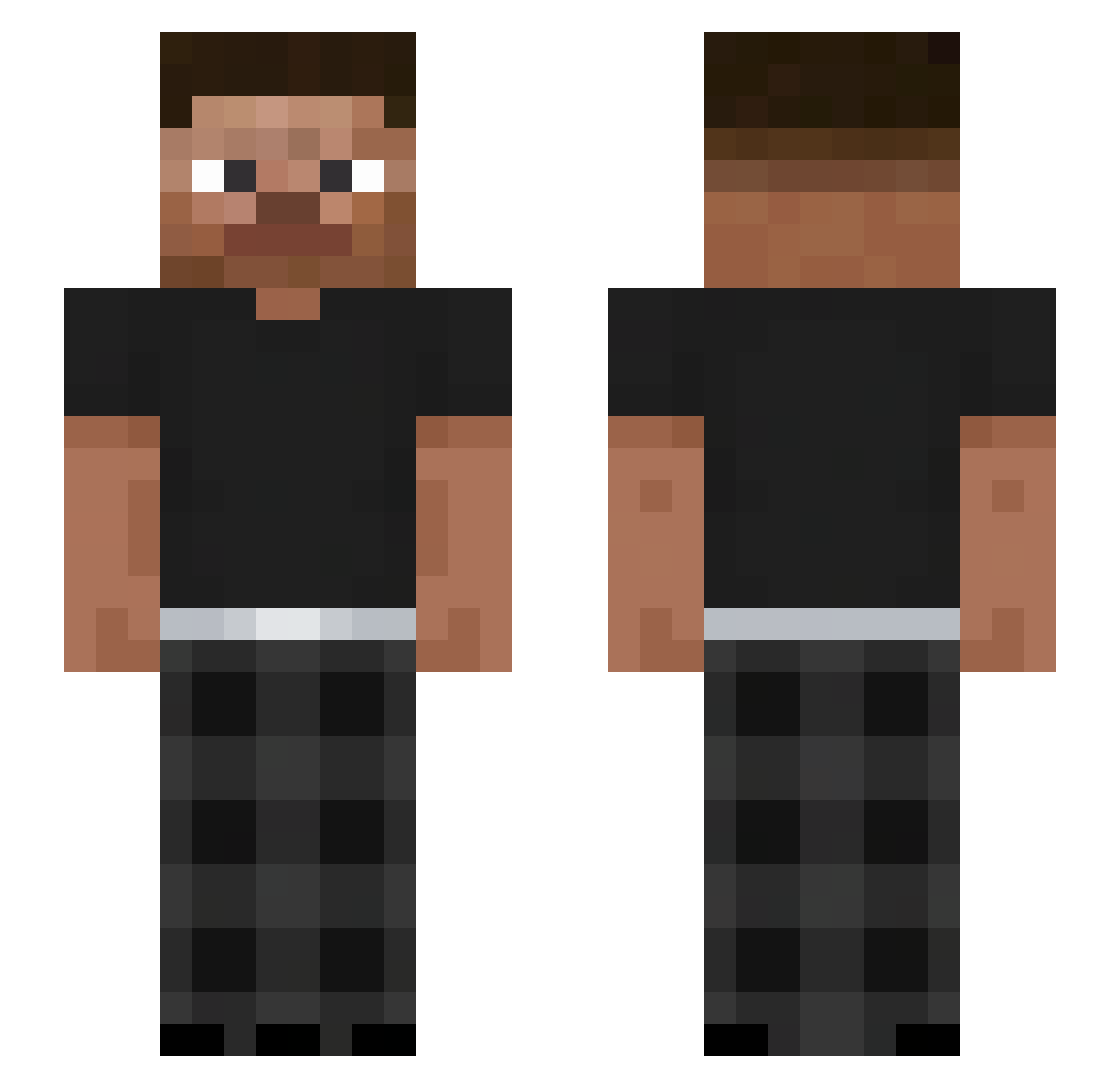 zazaxyz Minecraft skin, front and back view