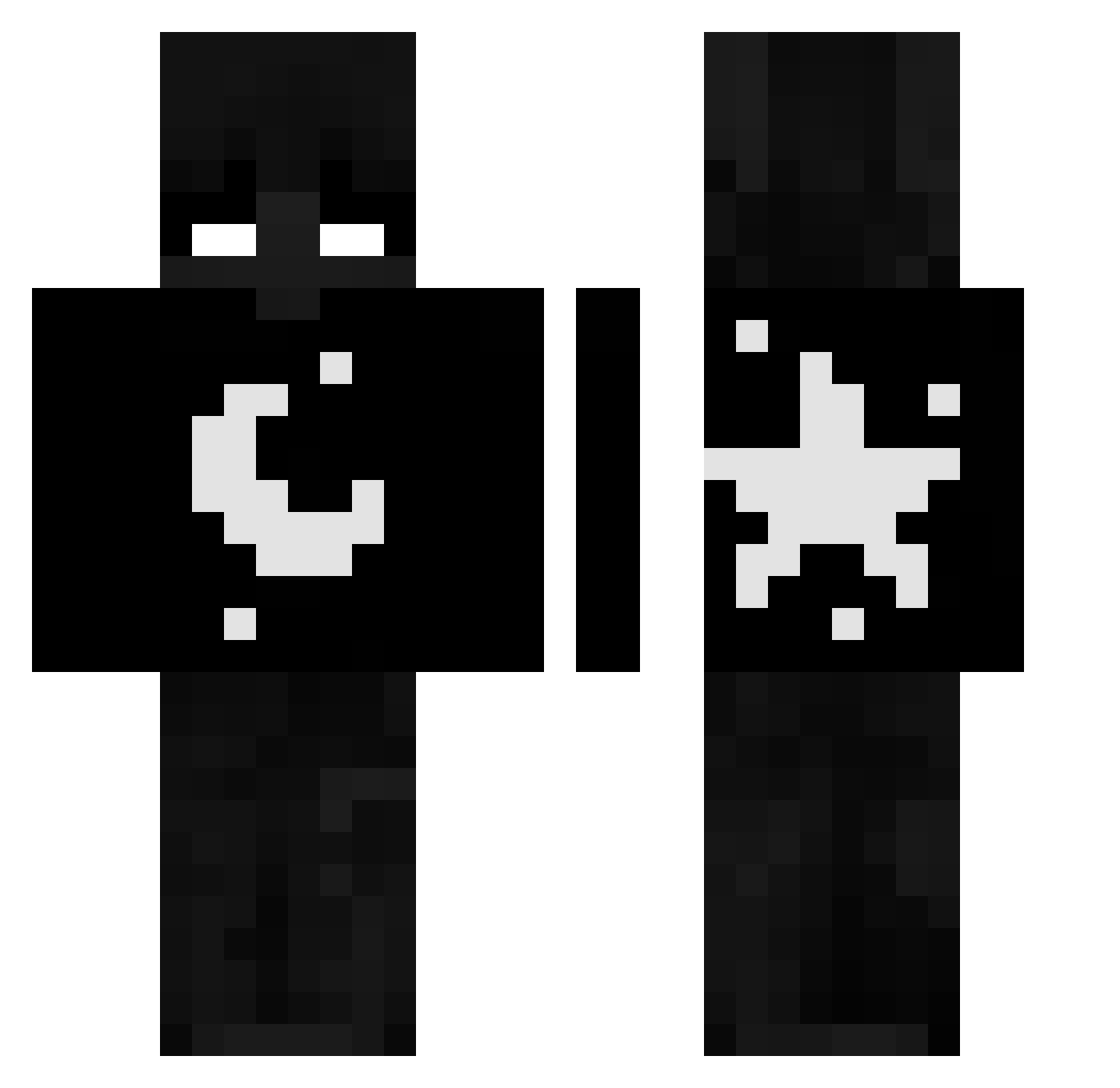 Zeycow Minecraft skin, front and back view