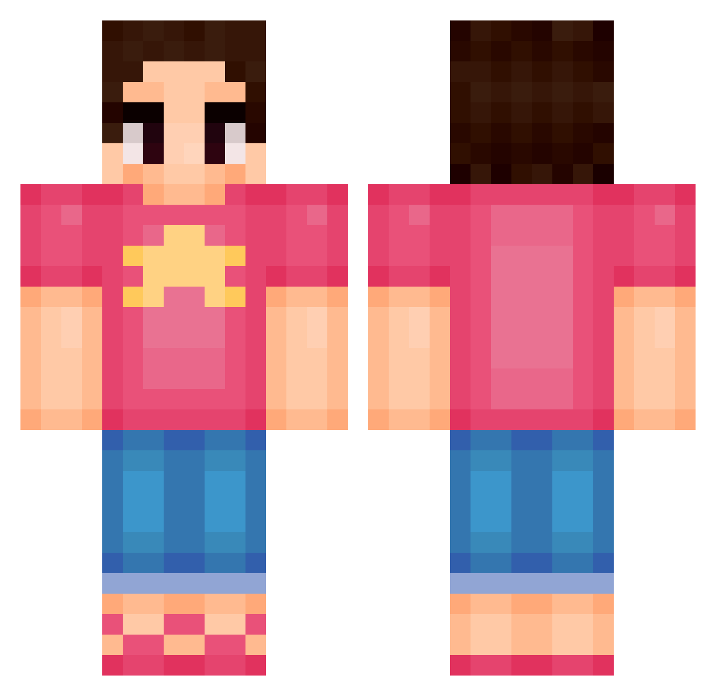 Sebbunw Minecraft skin, front and back view