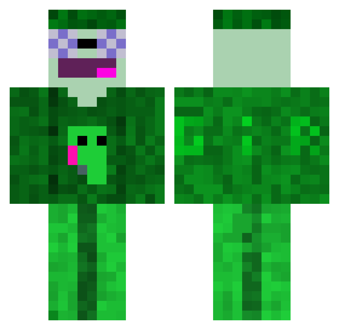 jchm300 Minecraft skin, front and back view