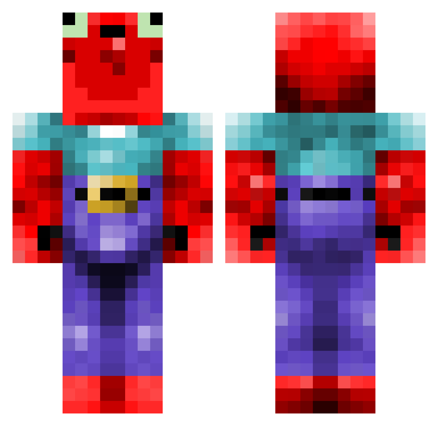erniequeso Minecraft skin, front and back view