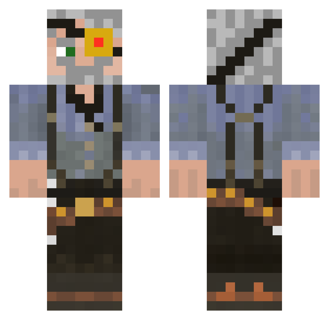 MrAka03 Minecraft skin, front and back view
