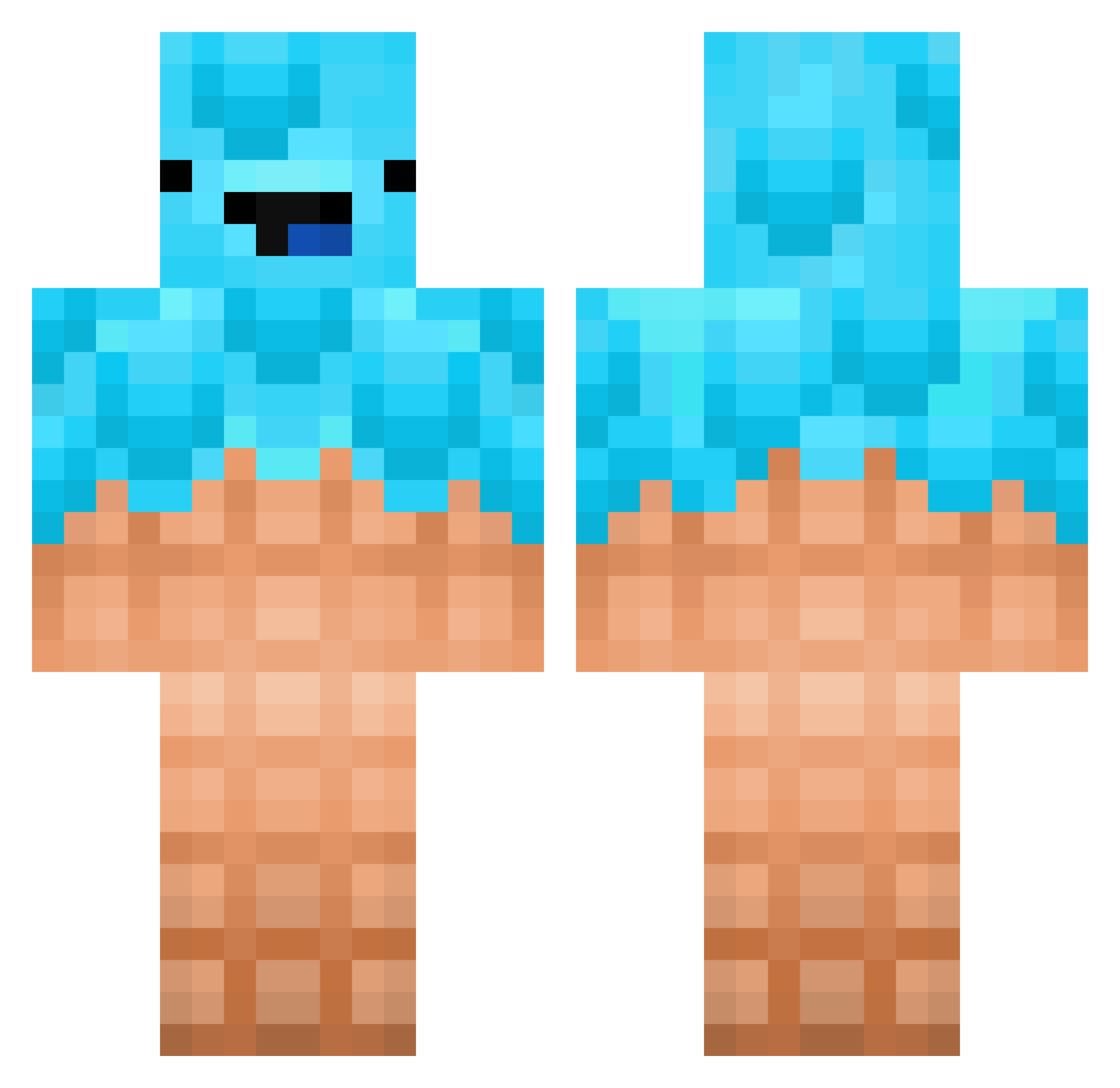 Skeppi Minecraft skin, front and back view