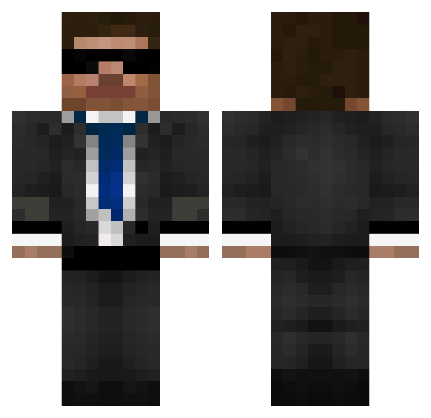 Finances Minecraft skin, front and back view
