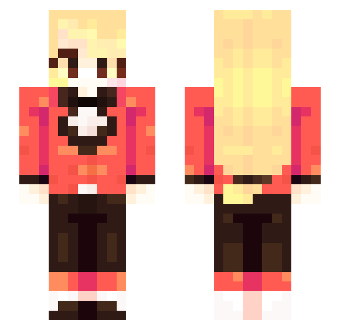 Endtrocity Minecraft skin, front and back view