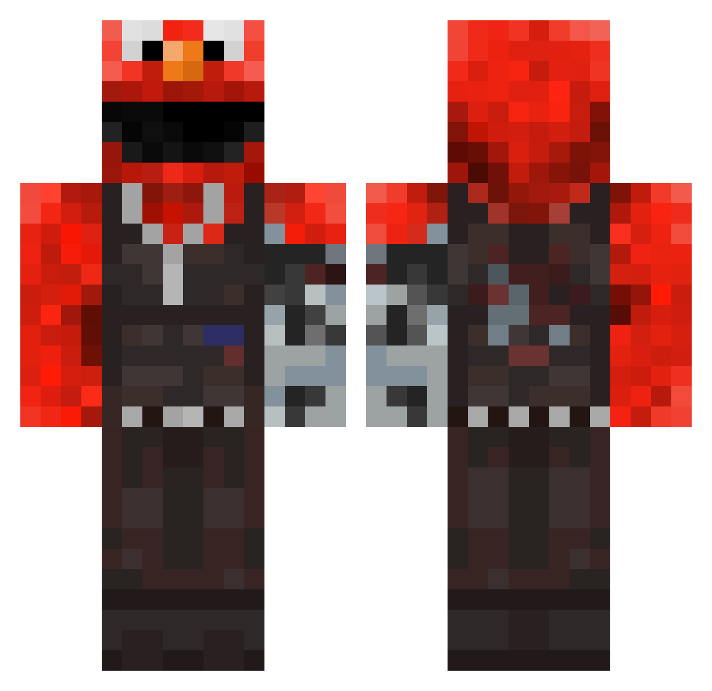Wysuu Minecraft skin, front and back view