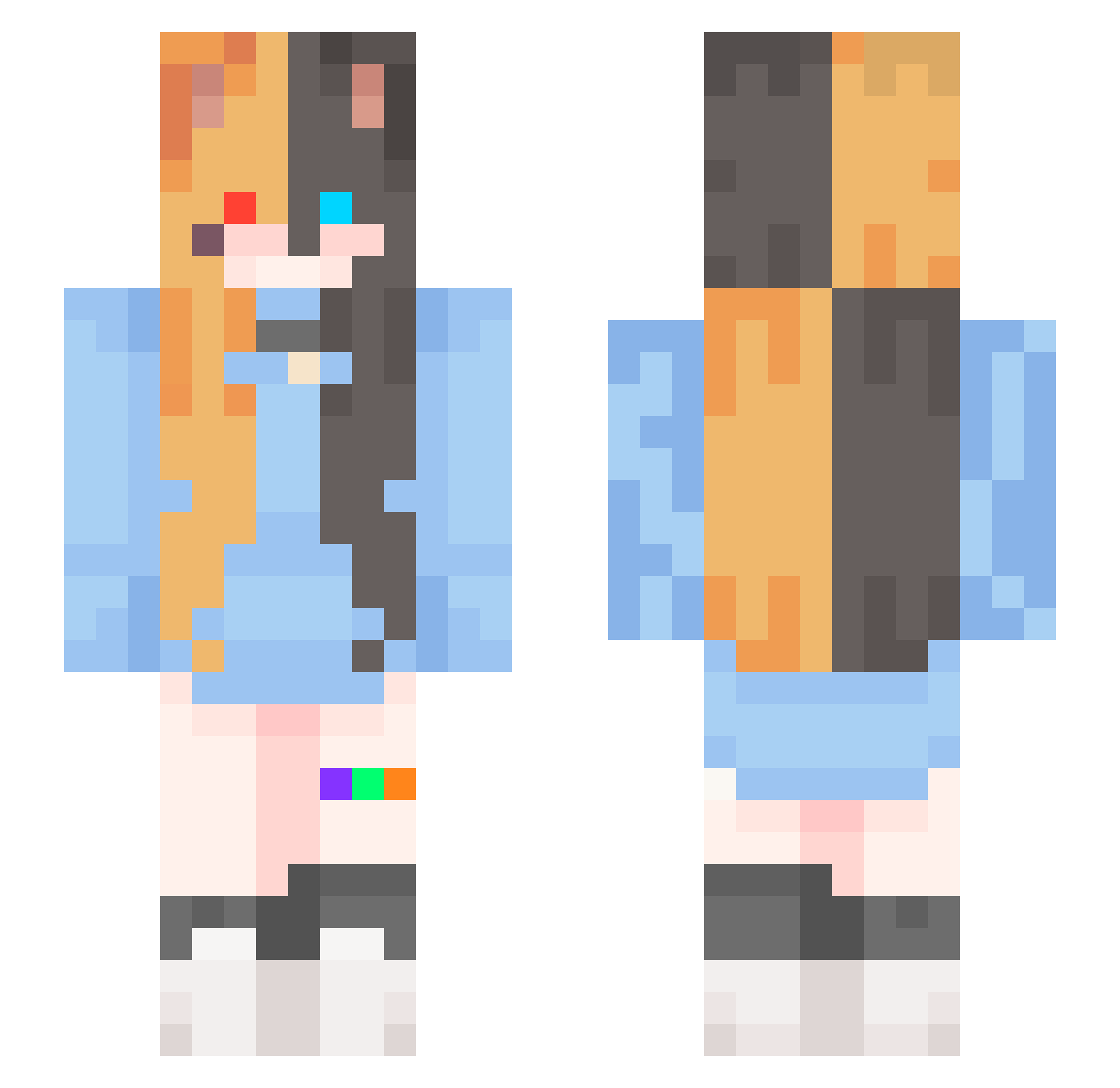 Luxcssien Minecraft skin, front and back view