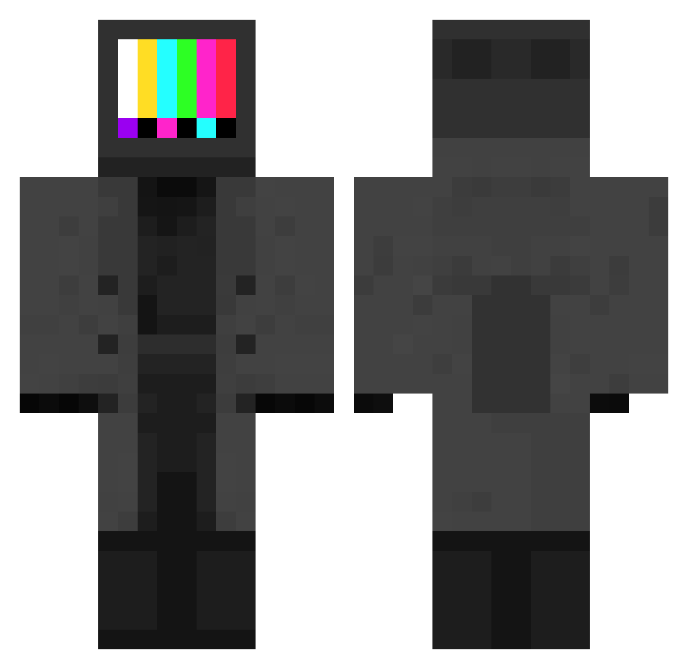 Seinama_BLACK Minecraft skin, front and back view