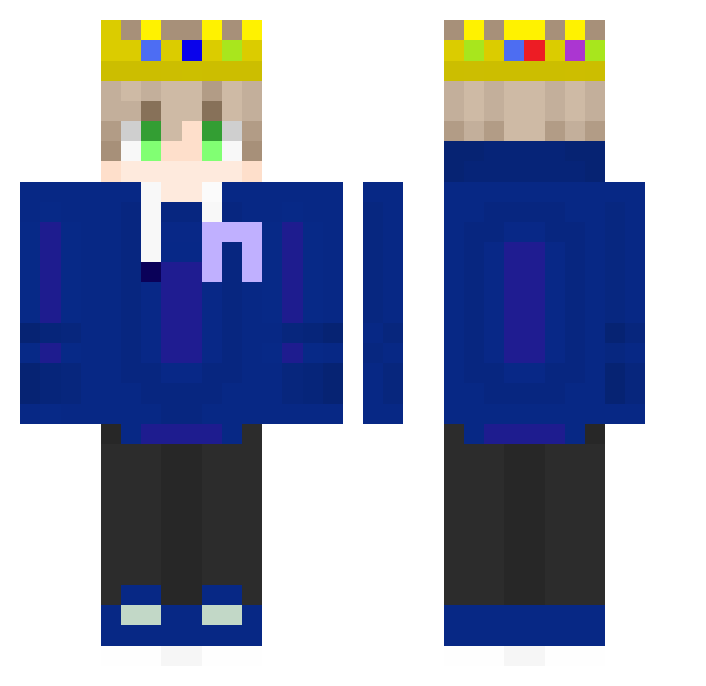 Moon3x Minecraft skin, front and back view