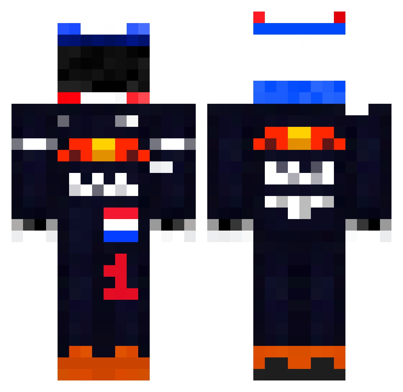 Voltyy Minecraft skin, front and back view
