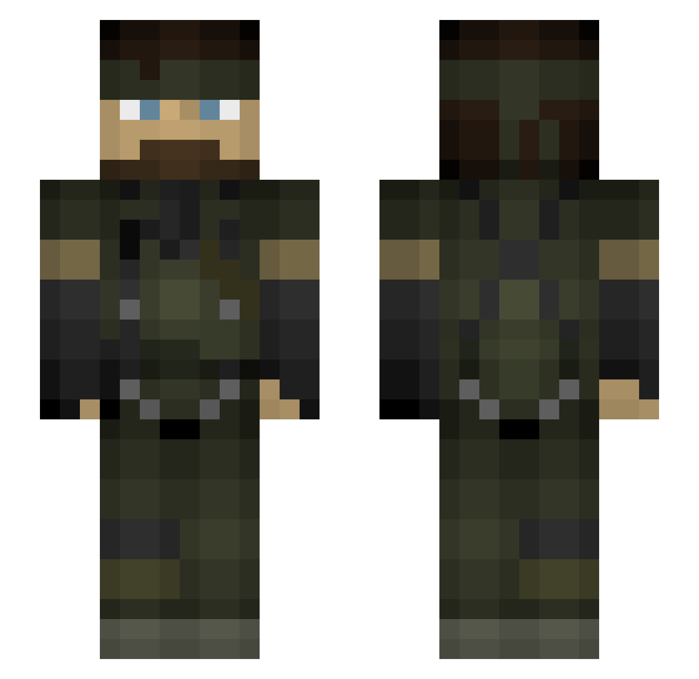 SrVolgan Minecraft skin, front and back view