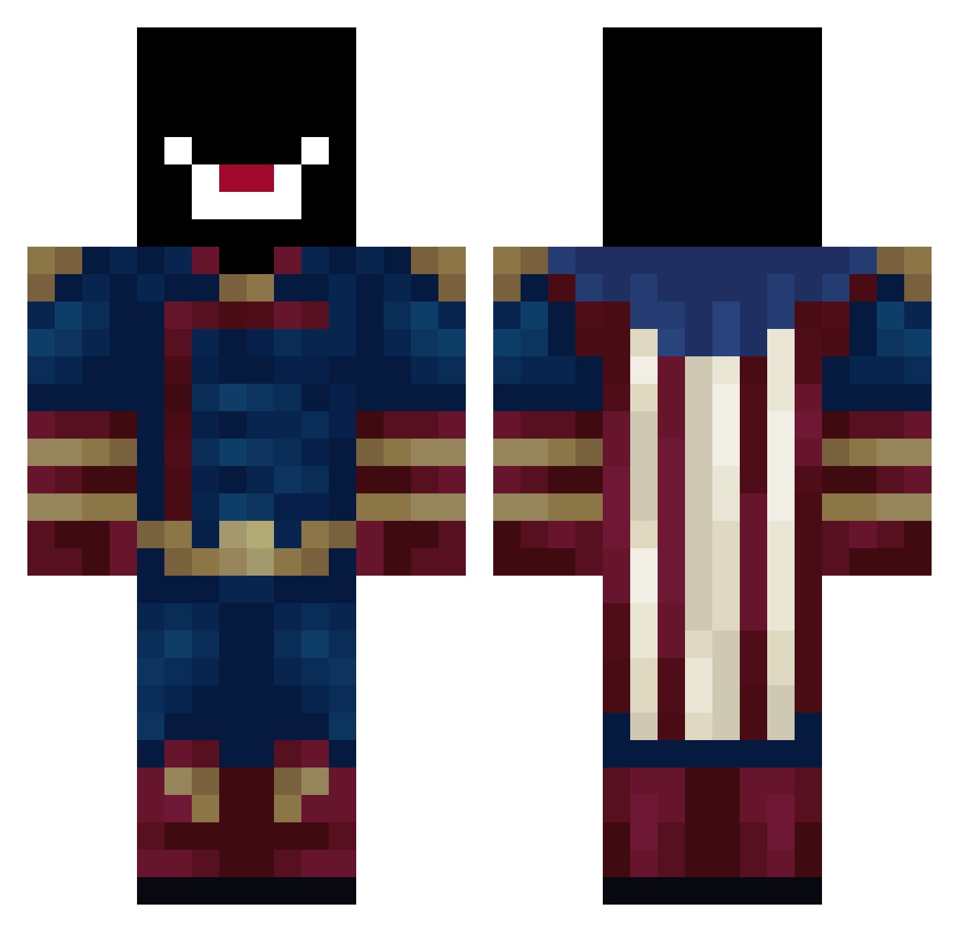 BearIsHungry Minecraft skin, front and back view