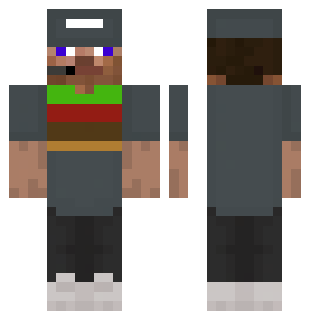 Harmonie7822 Minecraft skin, front and back view