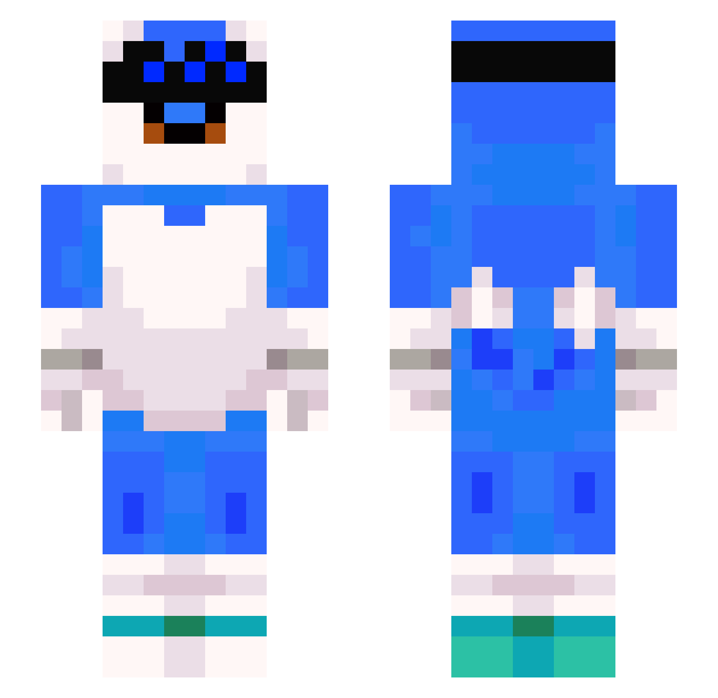 Velty Minecraft skin, front and back view