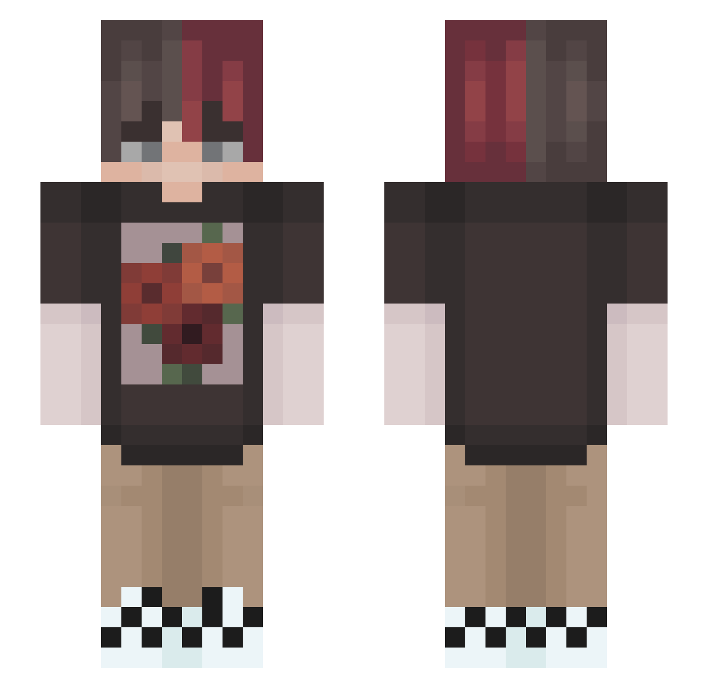 Kn0xxxy Minecraft skin, front and back view