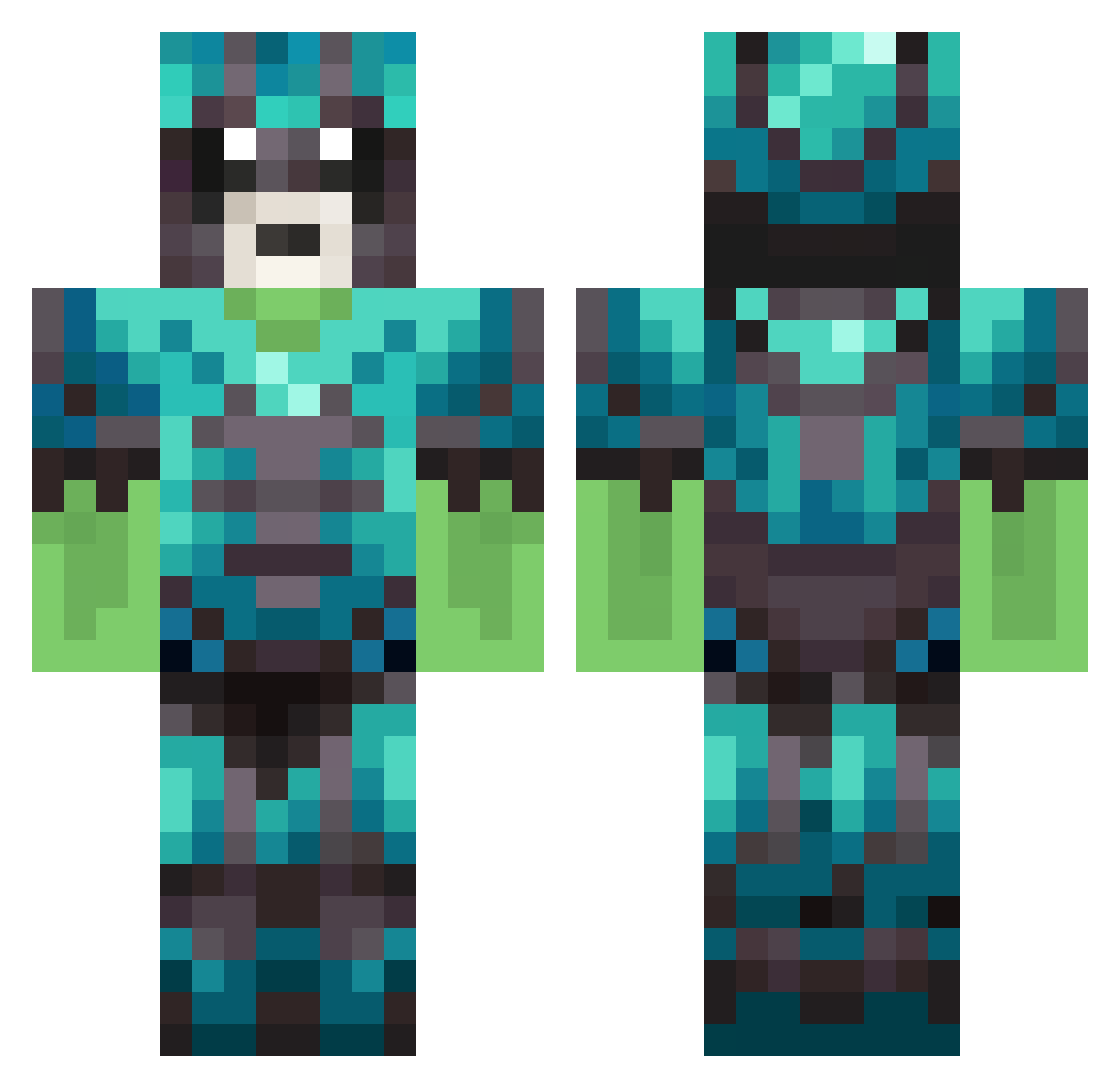 ss2w Minecraft skin, front and back view