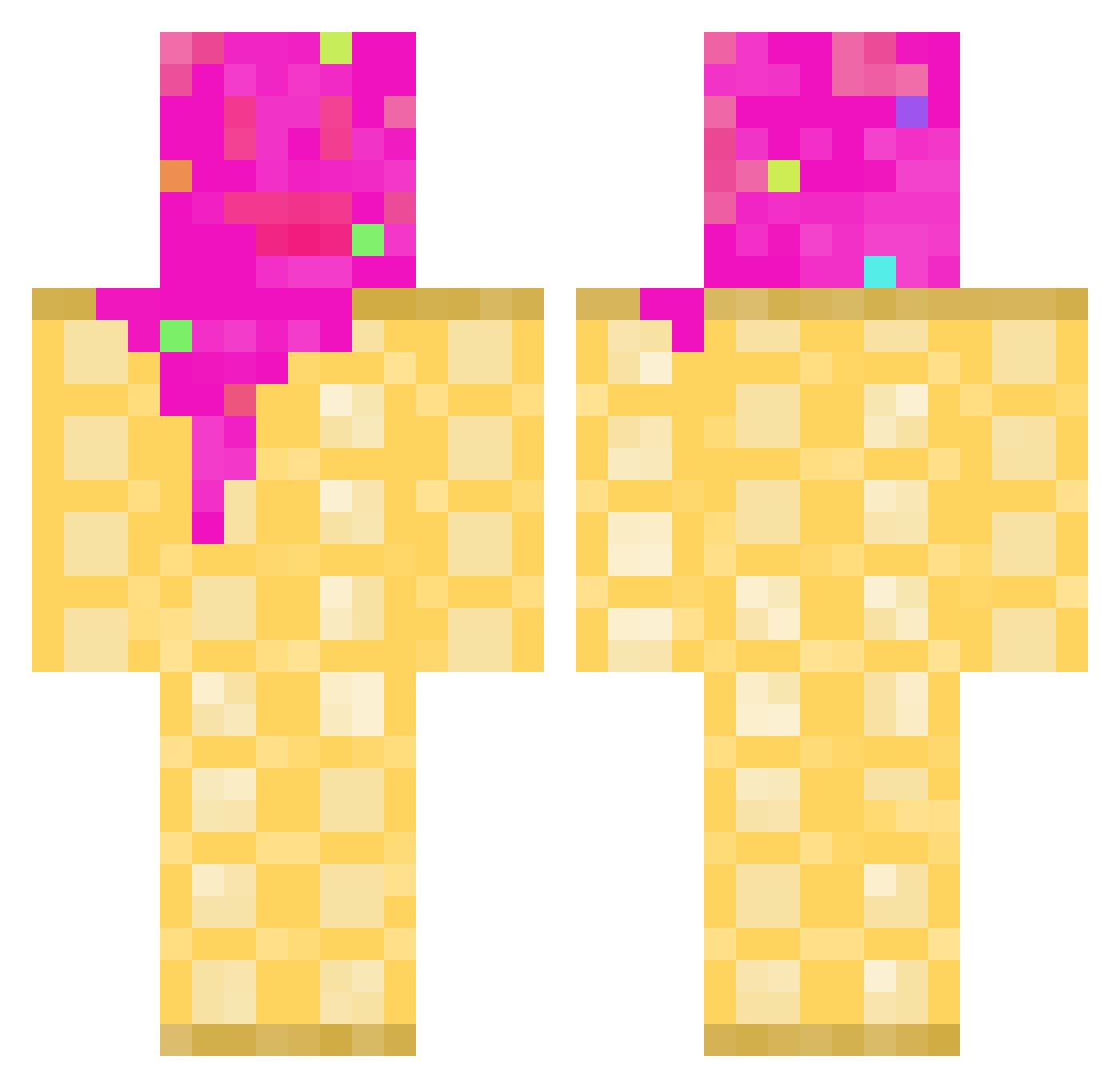 SorveteDeMorango Minecraft skin, front and back view