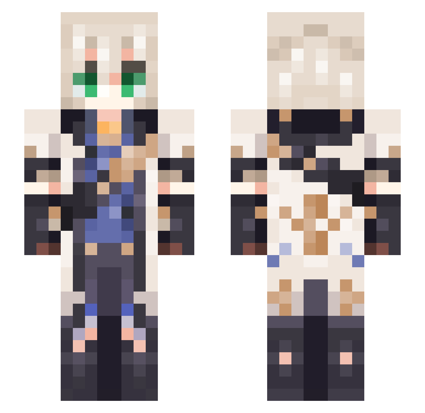 RussakDBE Minecraft skin, front and back view
