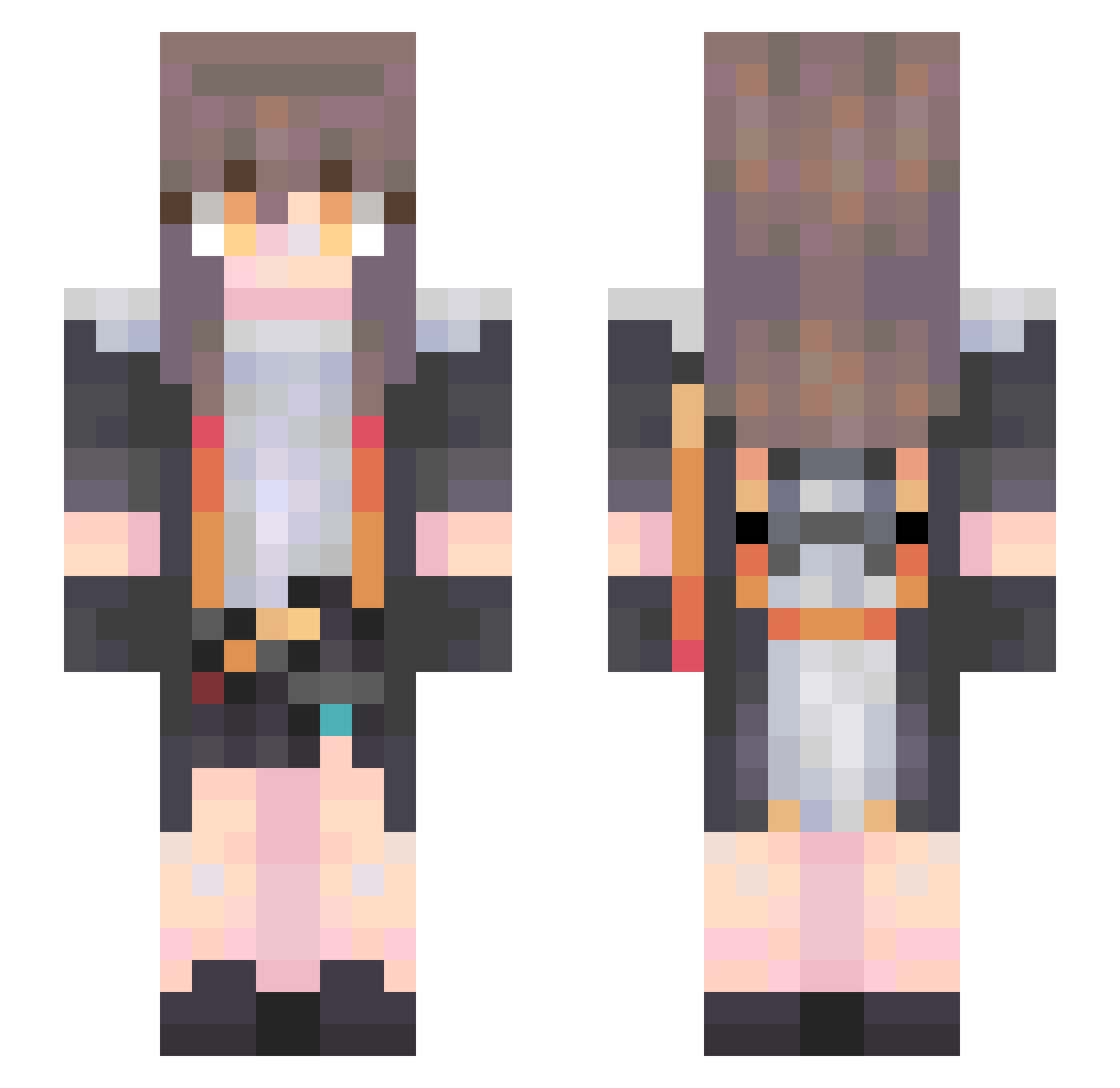 Binnchoo Minecraft skin, front and back view