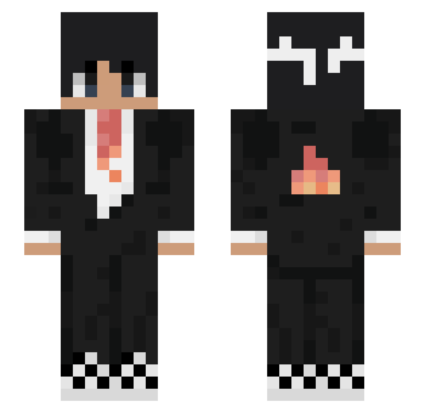 Sebxht1 Minecraft skin, front and back view