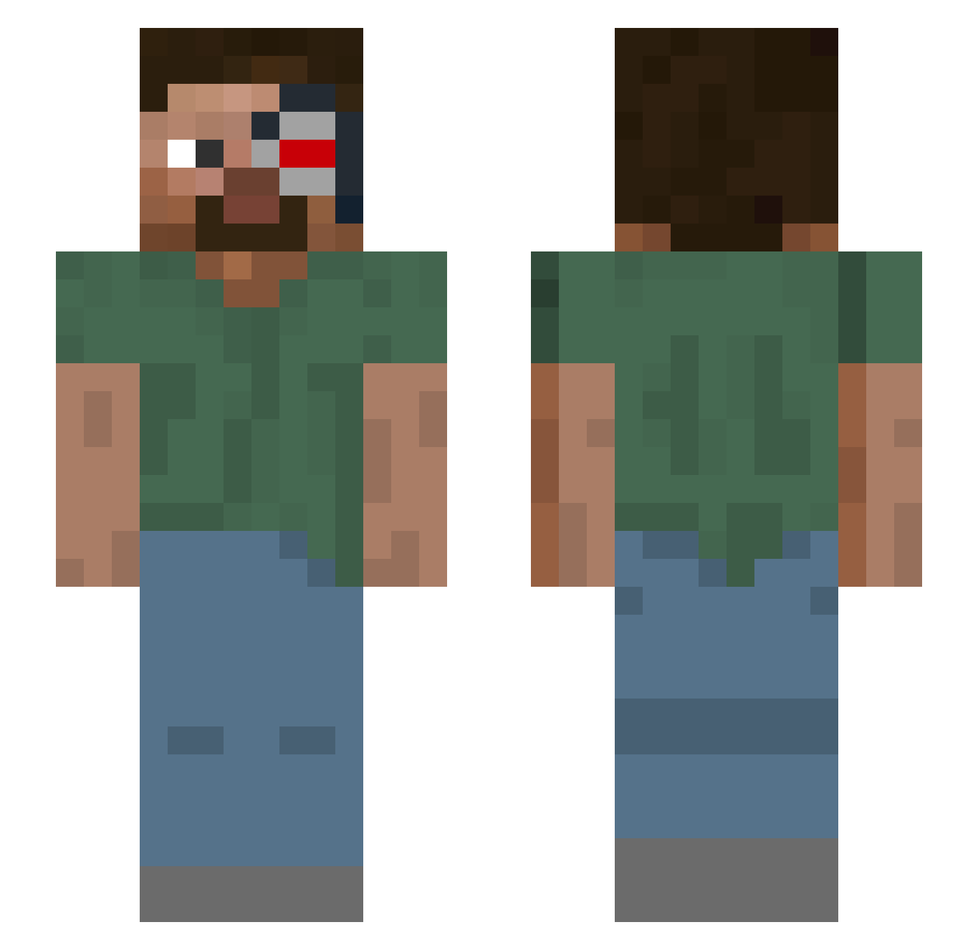 DravynMC Minecraft skin, front and back view