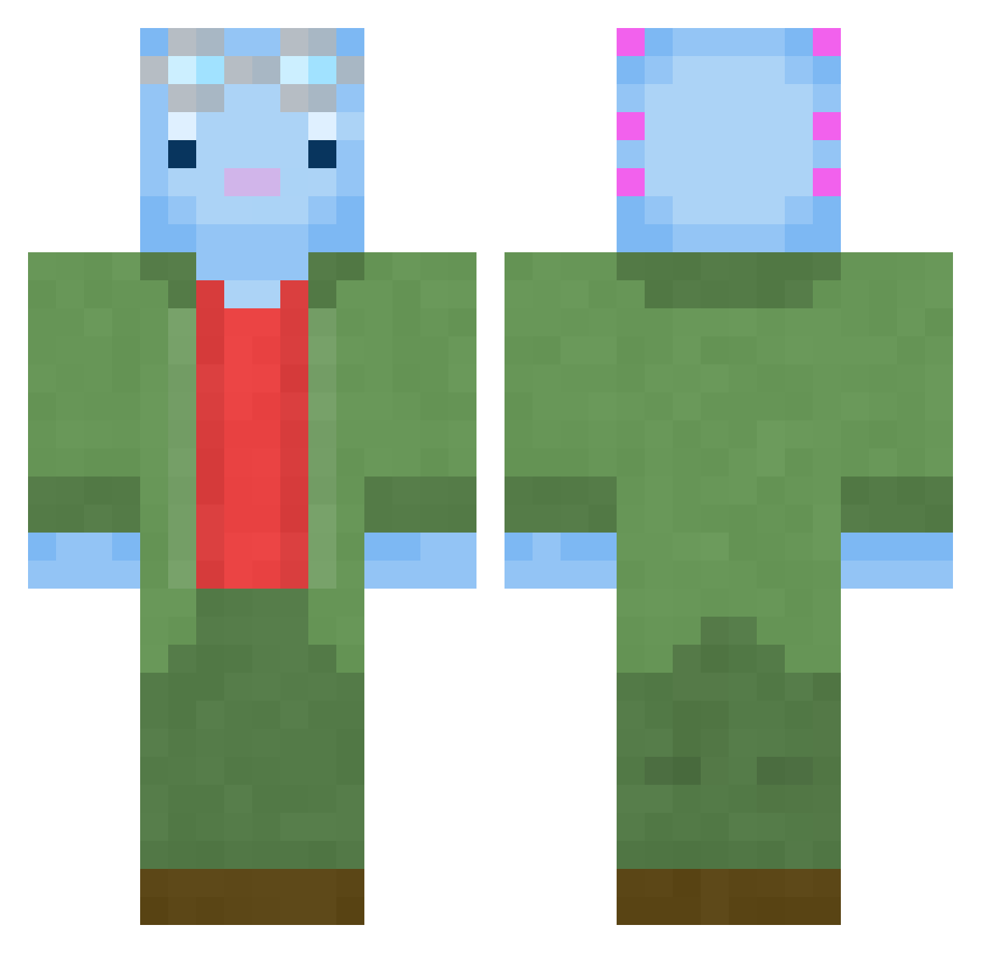 Voidbeanz Minecraft skin, front and back view