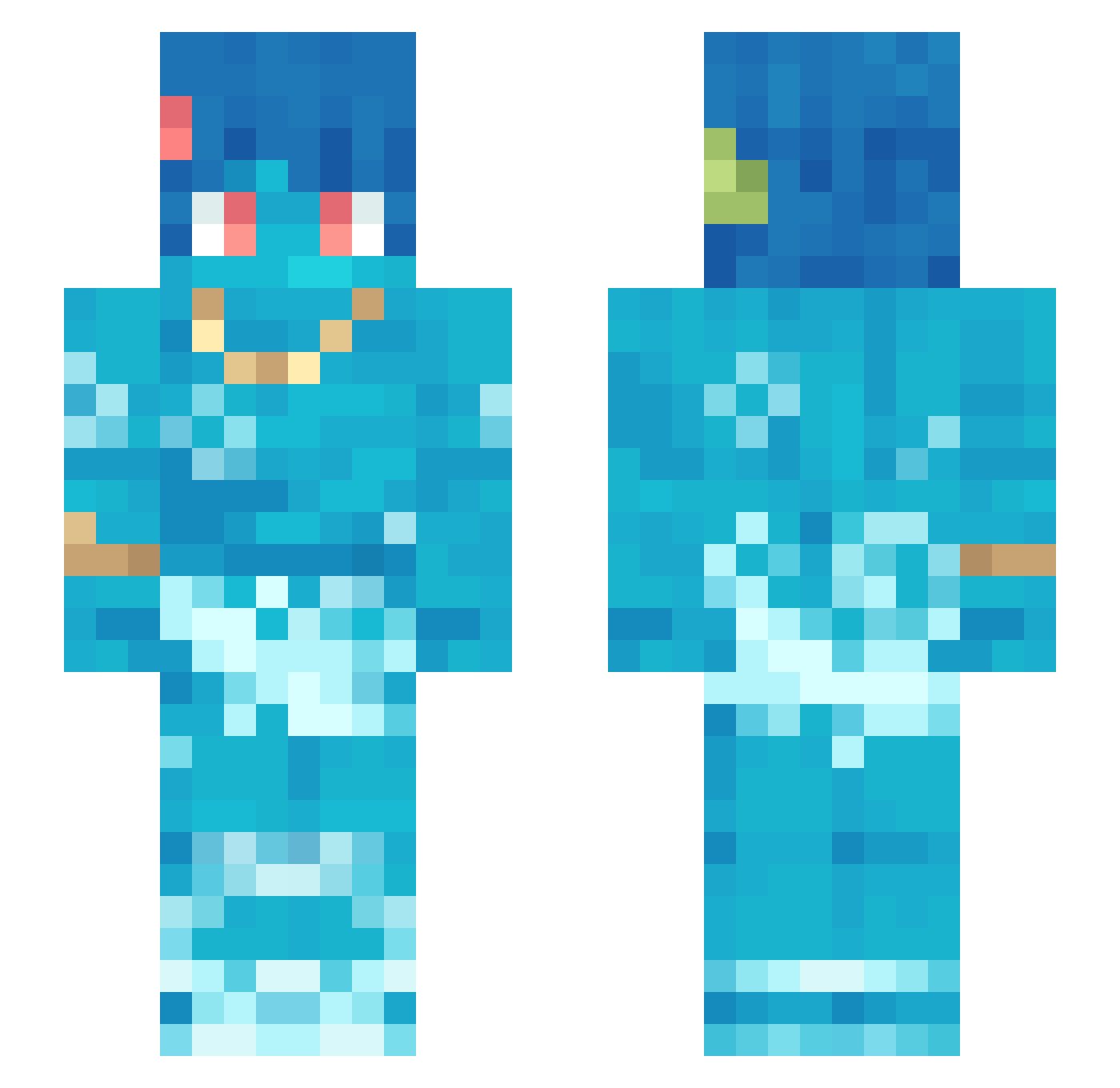 PeakHeck Minecraft skin, front and back view