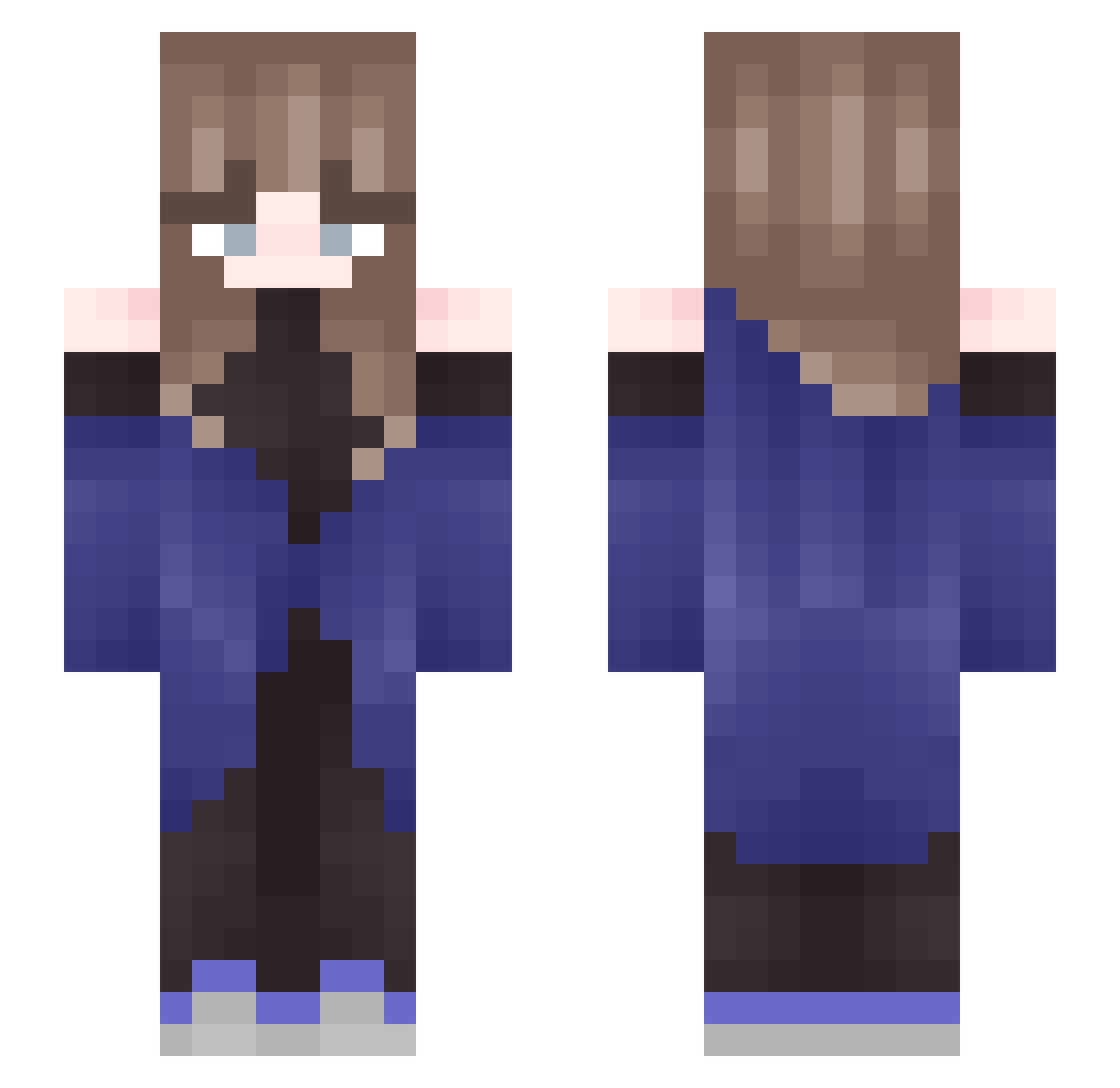 Creepy_snow Minecraft skin, front and back view
