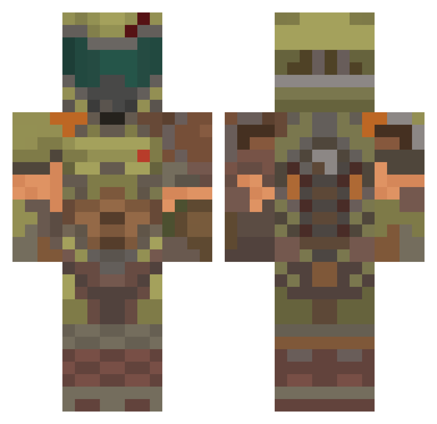 QueenDefter Minecraft skin, front and back view