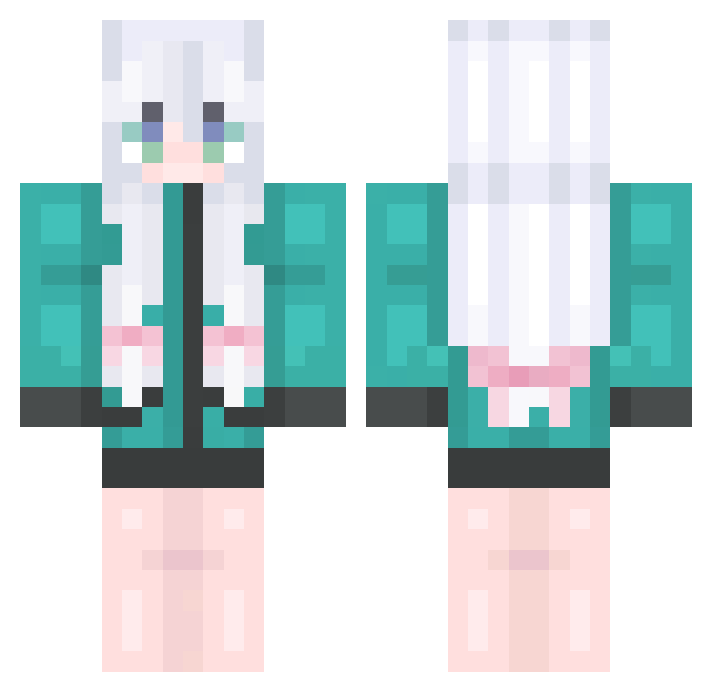 SaoD1 Minecraft skin, front and back view