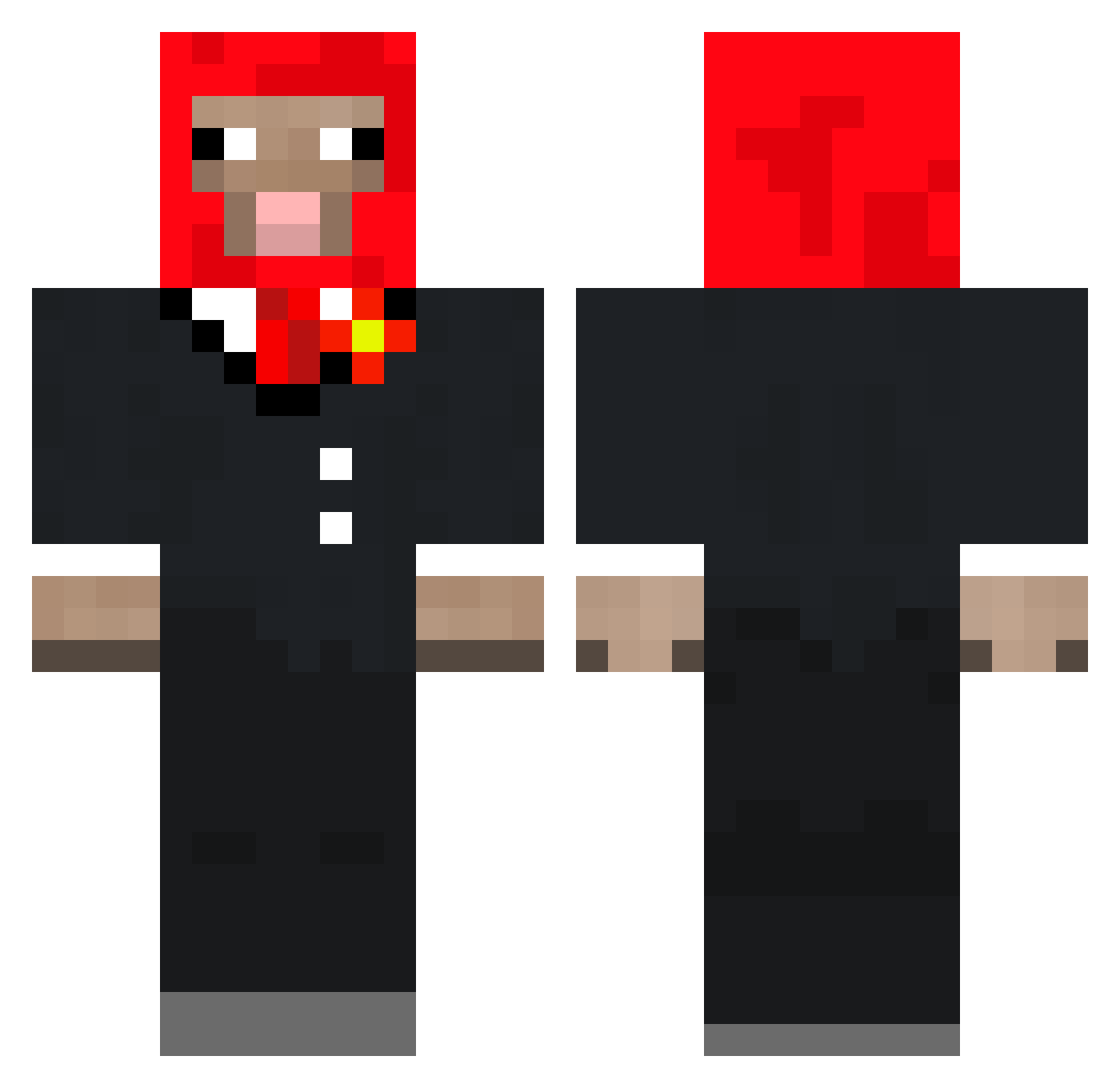 zxnite Minecraft skin, front and back view