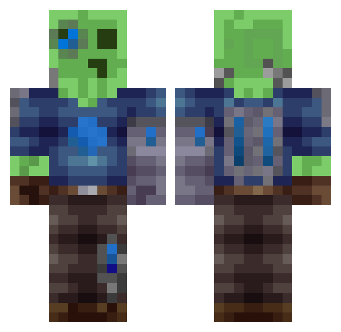 Pickl33z Minecraft skin, front and back view