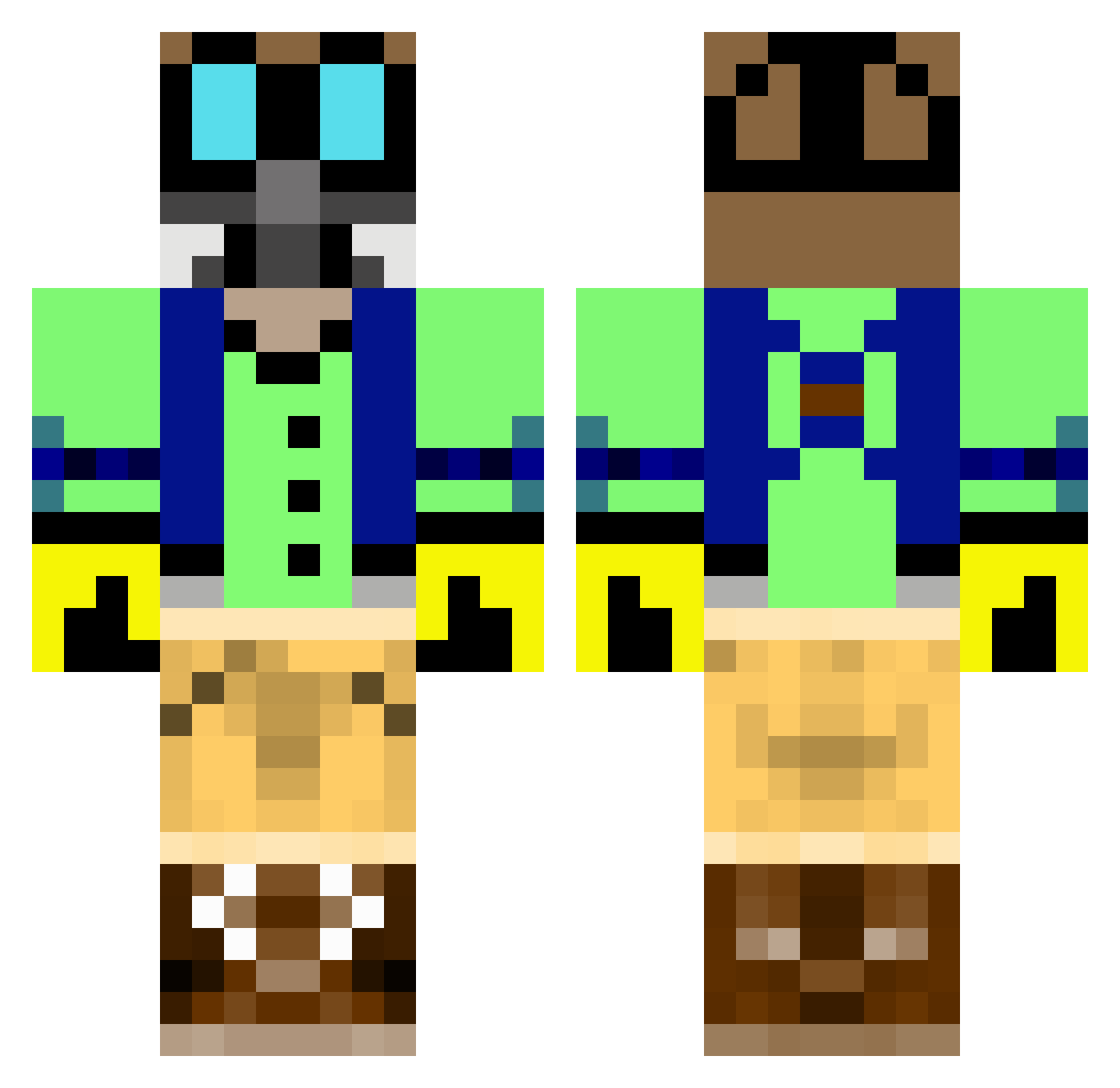 Tweeze Minecraft skin, front and back view