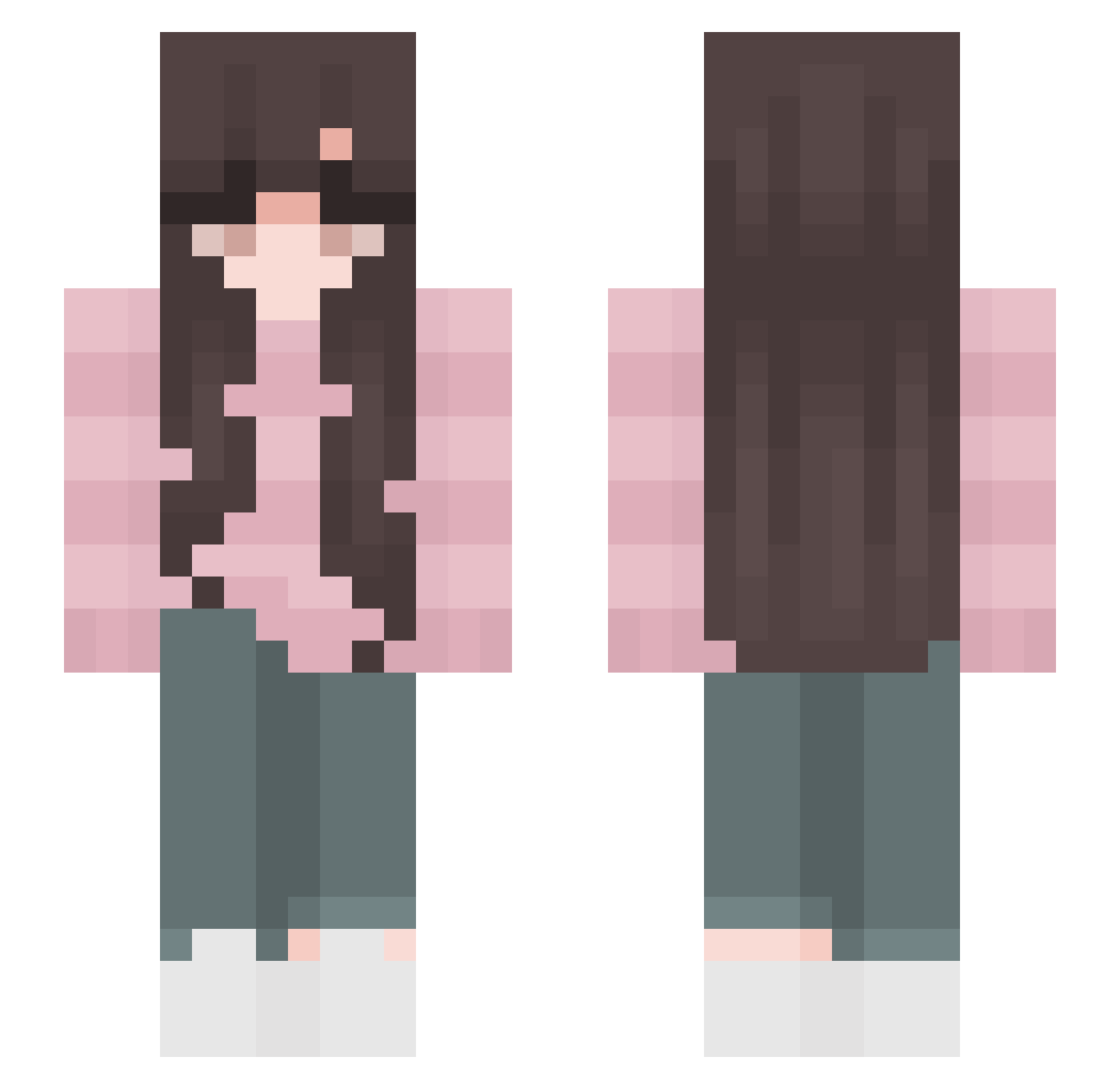 LadyMua Minecraft skin, front and back view