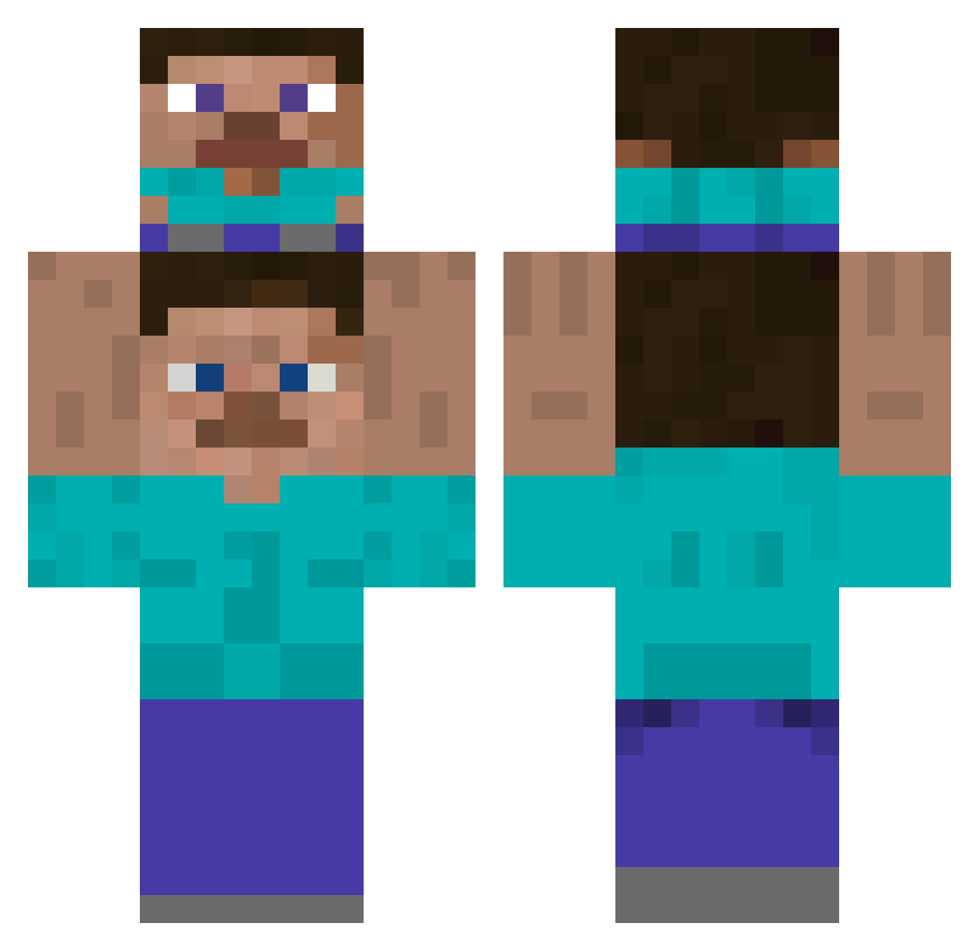 _T0NY Minecraft skin, front and back view