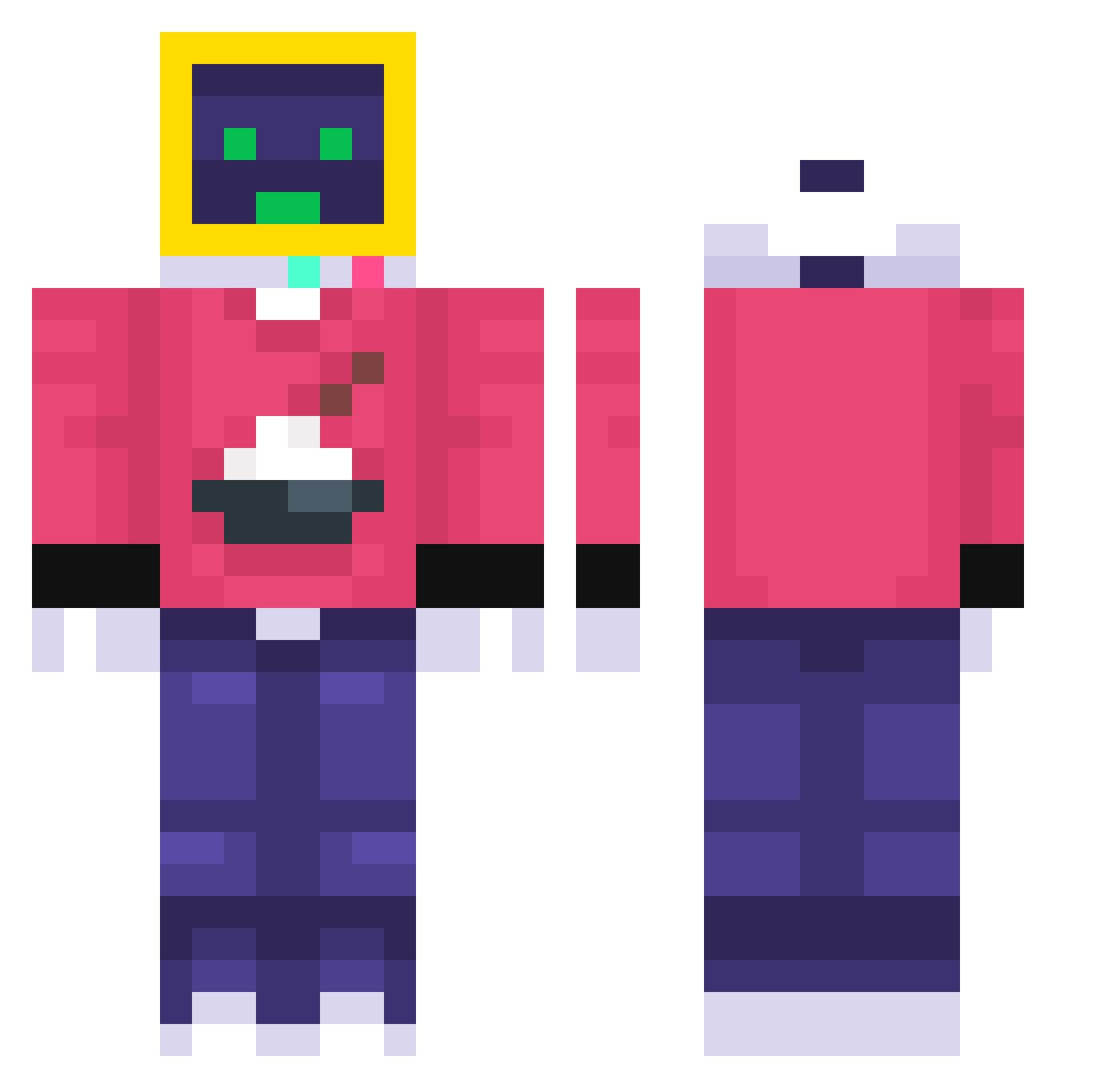 ZakingV2 Minecraft skin, front and back view