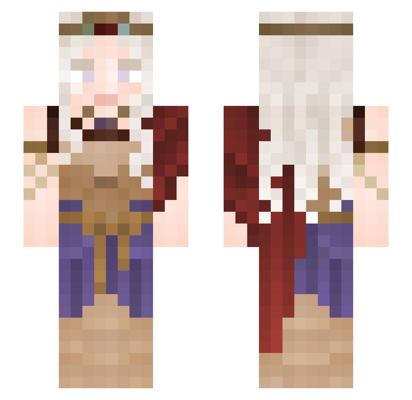 Visaerys Minecraft skin, front and back view