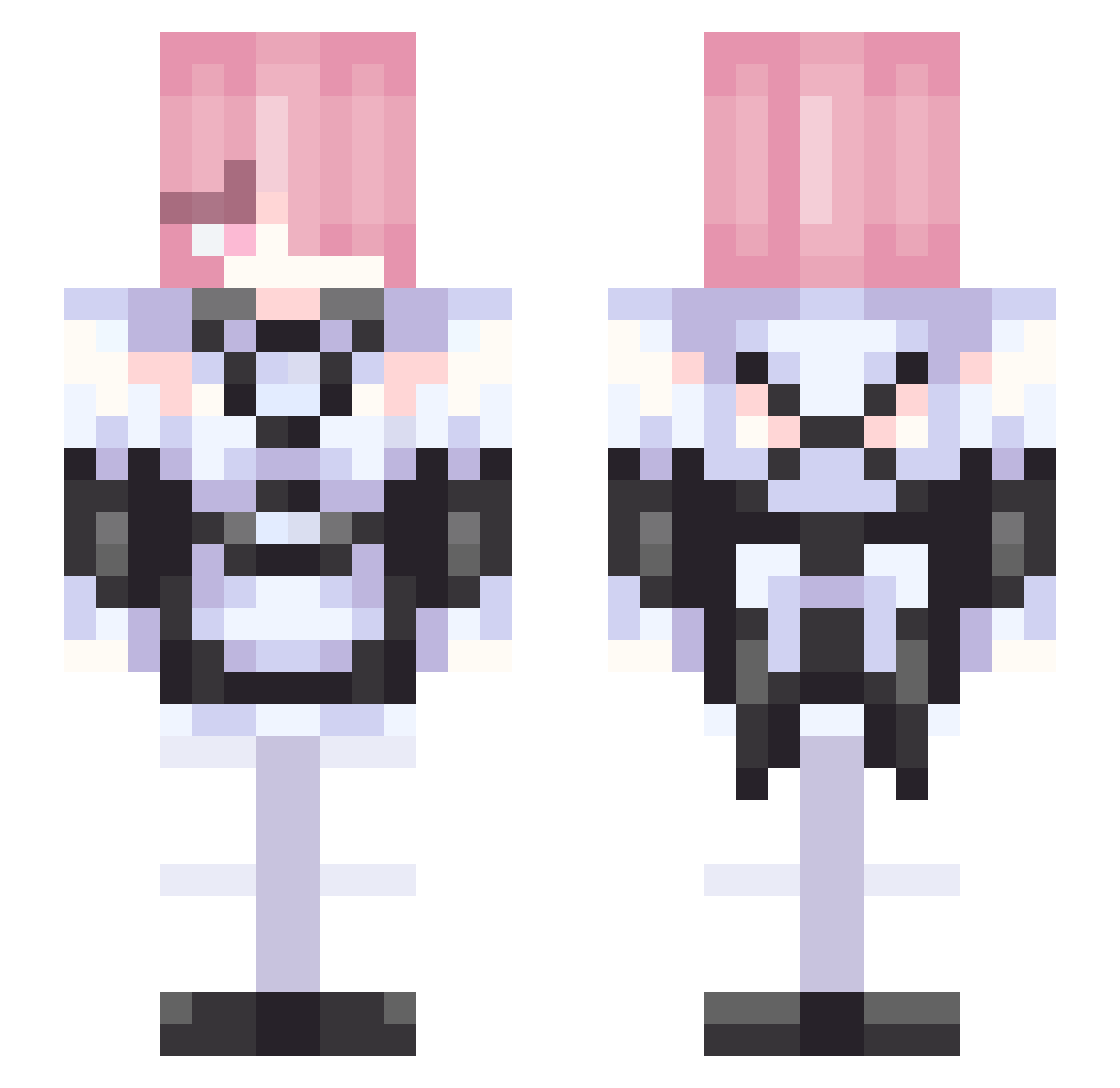 _Re_Zero Minecraft skin, front and back view