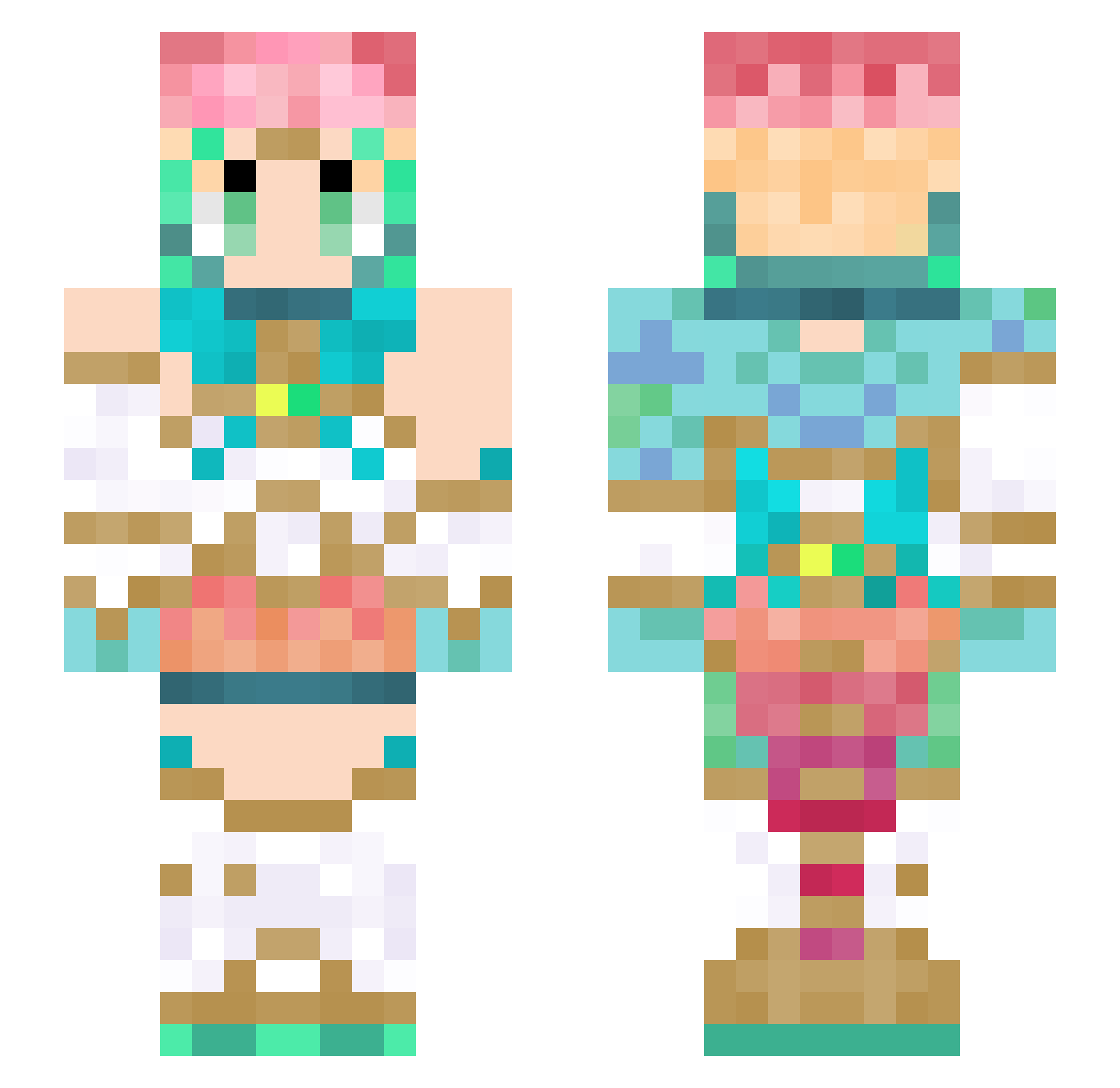 wpsm Minecraft skin, front and back view