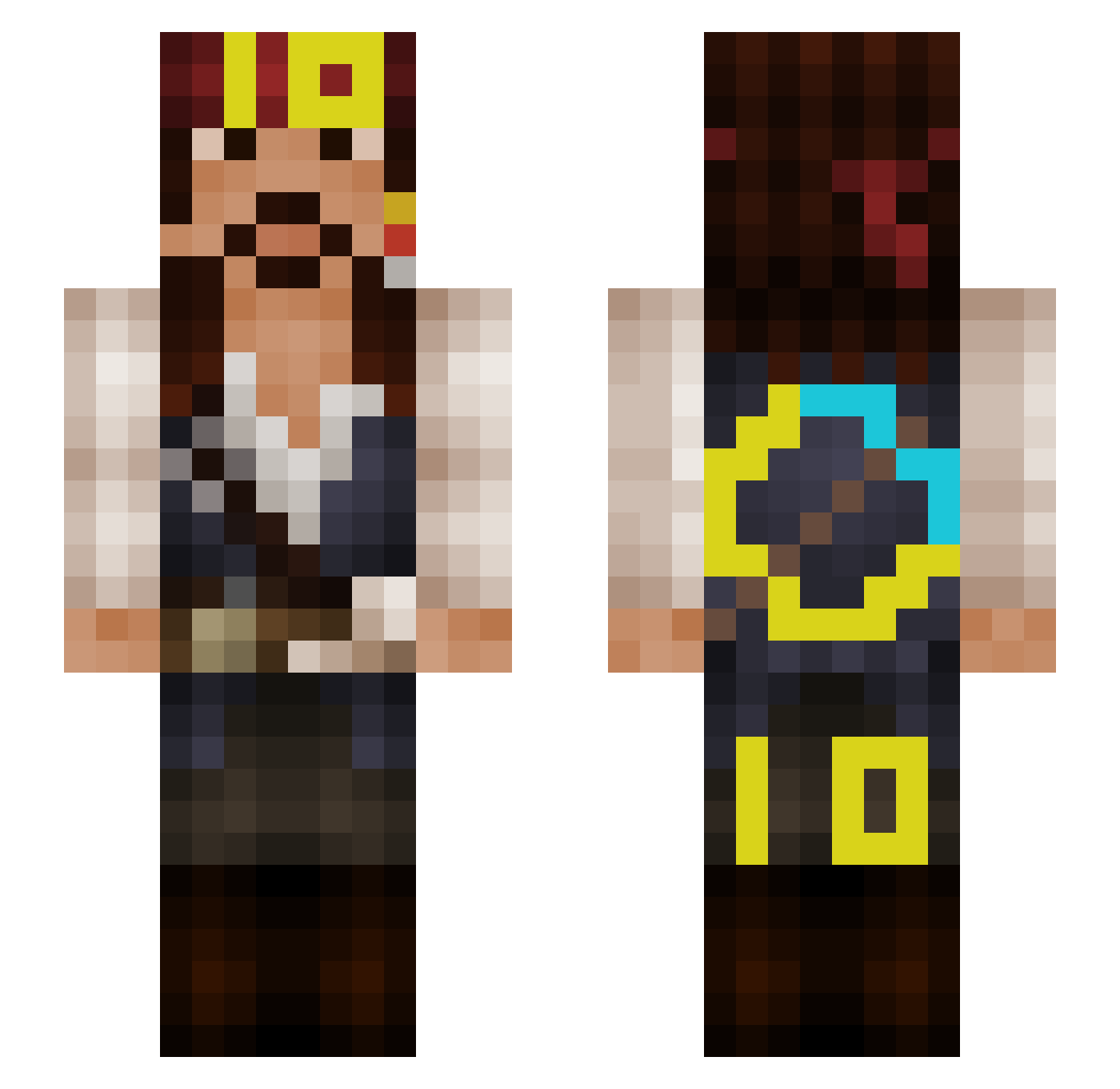 JackSparow225 Minecraft skin, front and back view
