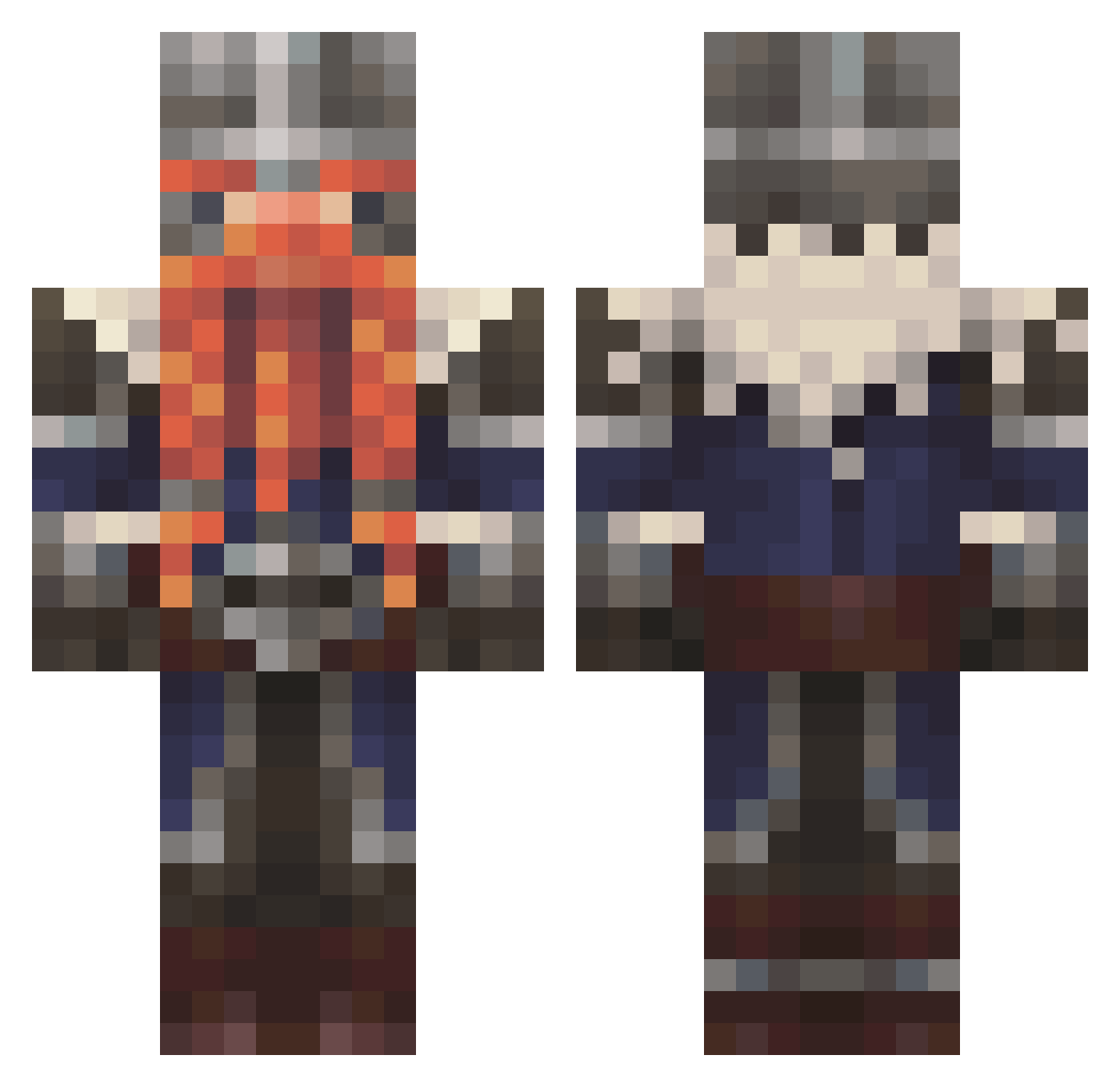 Escalations Minecraft skin, front and back view