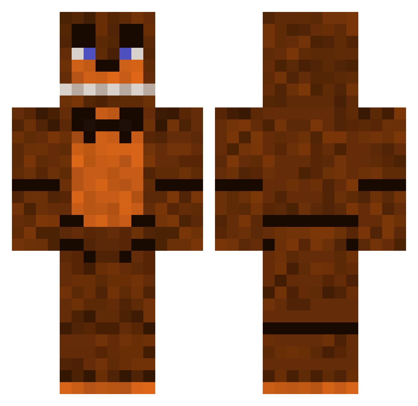 Clatua Minecraft skin, front and back view
