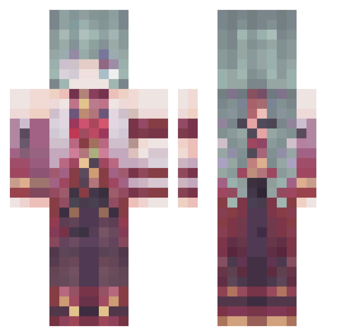 NightLeafy Minecraft skin, front and back view
