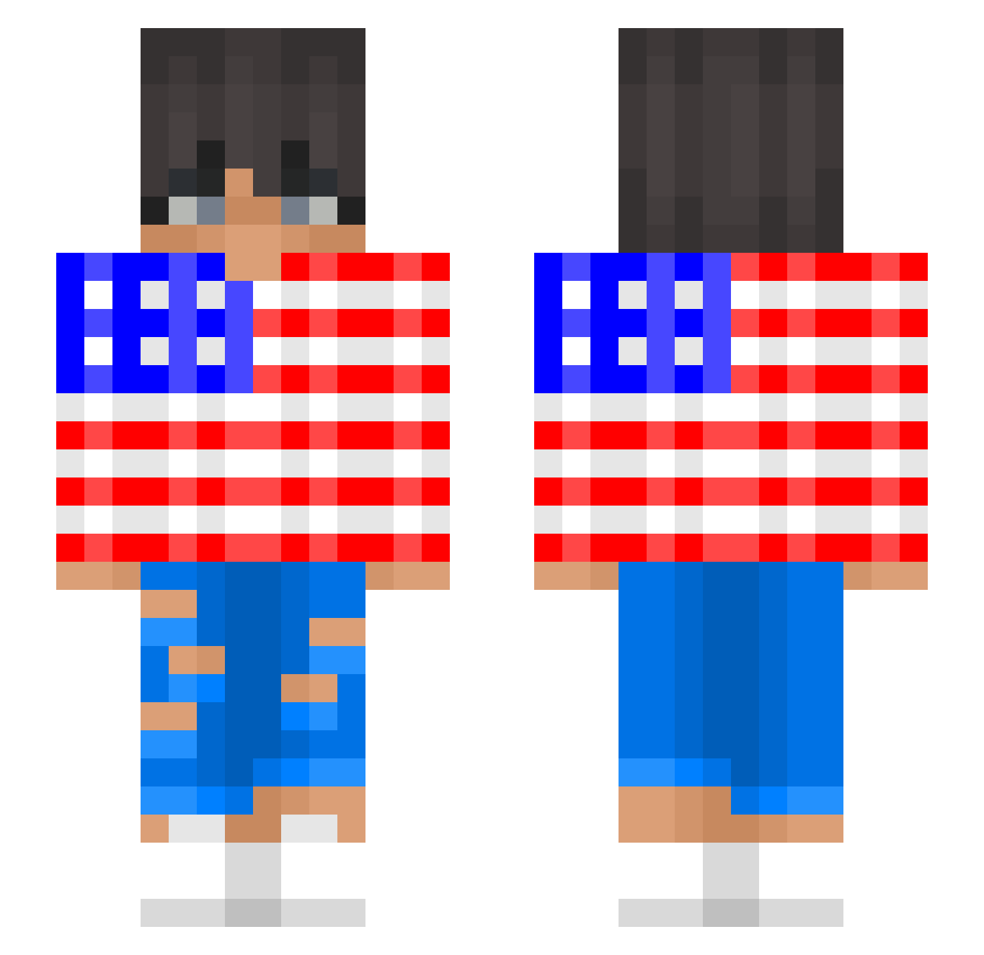 UDoSDoAHour Minecraft skin, front and back view