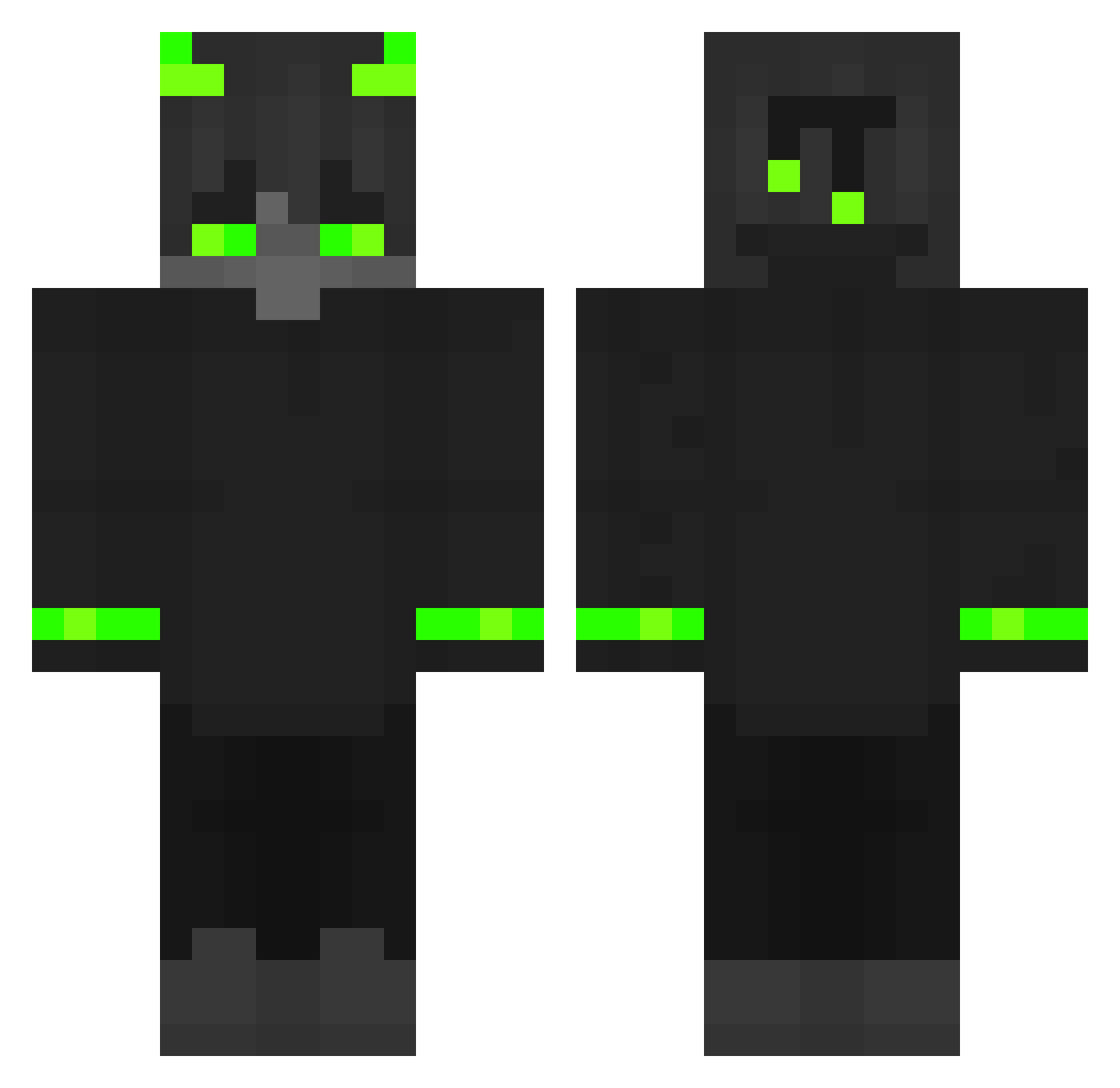 Bendi555 Minecraft skin, front and back view