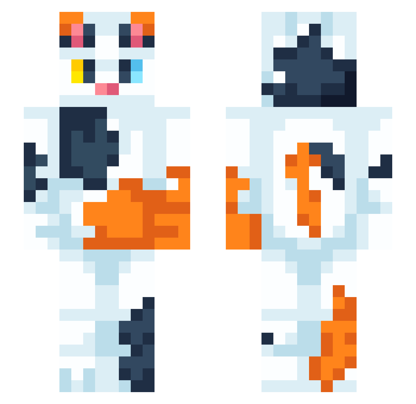 SamLennon Minecraft skin, front and back view